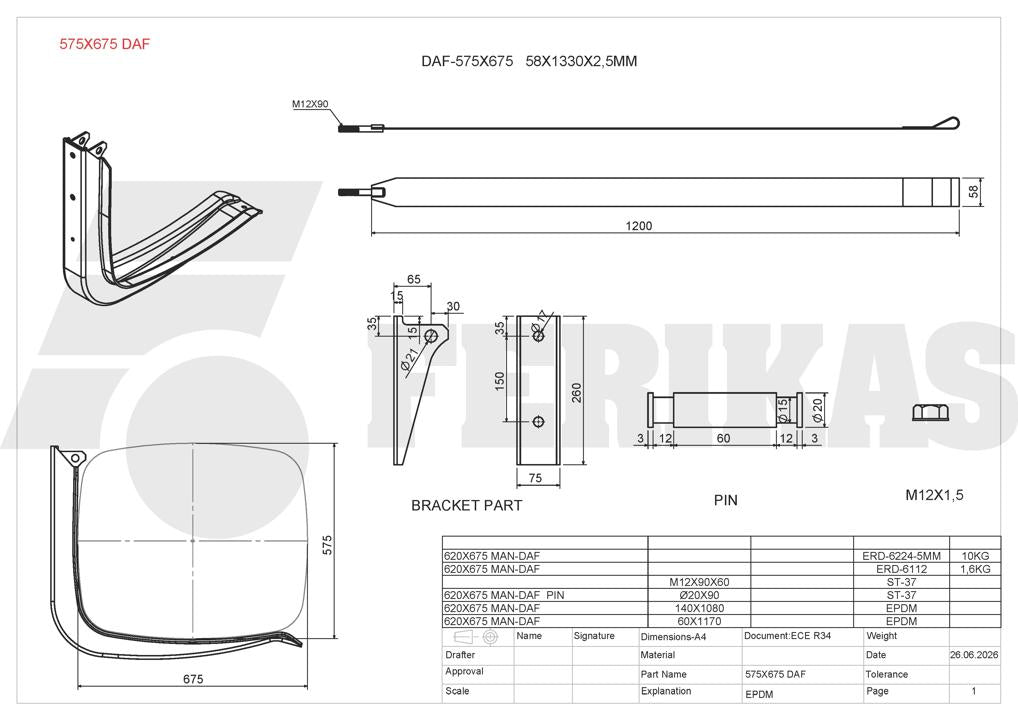 NEW DAF fuel tank mounting bracket / holder 575x675