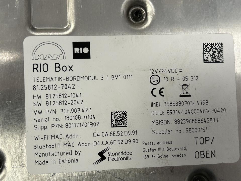 Control unit 81276076001 RIO Box MAN Trucks TGX I 2018