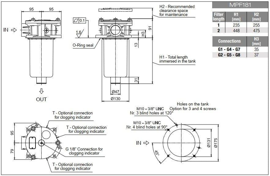 НОВЫЙ Гидравлический фильтр MPF1811AG1M60NBP01