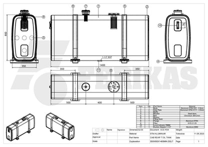 NEW Hydraulic tank 250L 650x350x1400 rear mount