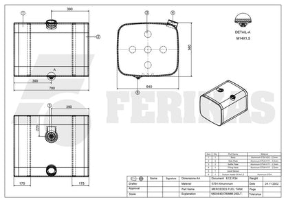 НОВЫЙ Mercedes Benz 250L топливный бак 560x640x780