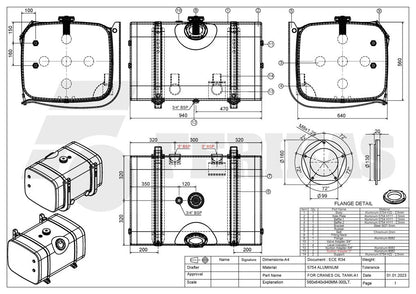 NEW Hydraulic tank 300L 560x640x940 angled filter