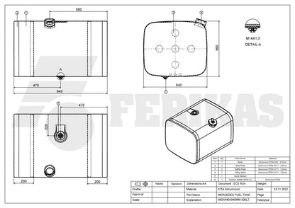 New Mercedes Benz 300L fuel tank 560x640x940