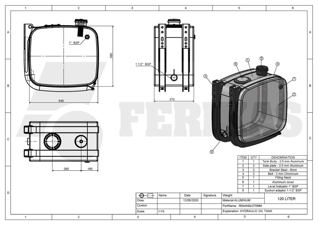 НОВЫЙ Гидравлический бак 120L 560x640x370