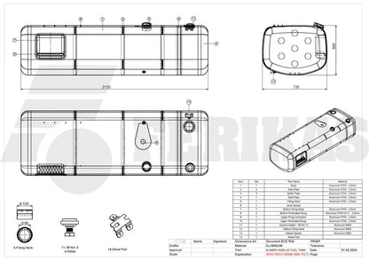 НОВЫЙ Mercedes Benz MP4 MP5 топливный бак 660L + 75L AdBlue 565x735x2130
