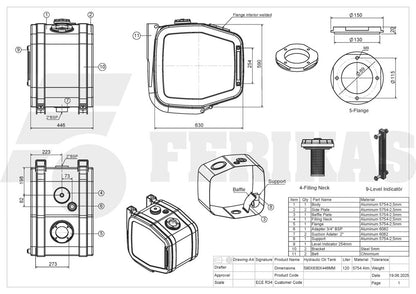 НОВЫЙ Гидравлический бак 120L 590x630x446