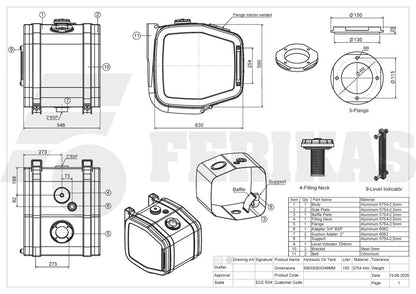 НОВЫЙ Гидравлический бак 150L 590x630x546