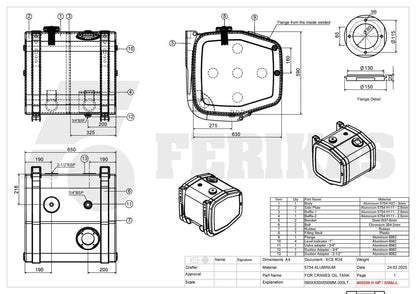 NEW Hydraulic tank 200L 590x630x650