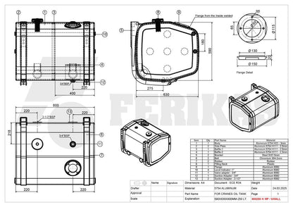 NEW Hydraulic tank 250L 590x630x800