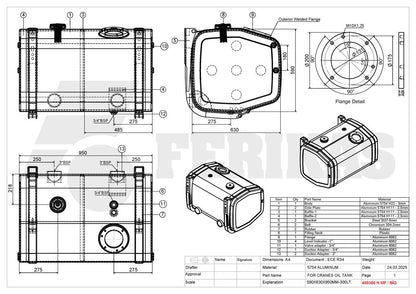 NEW Hydraulic tank 300L 590x630x950