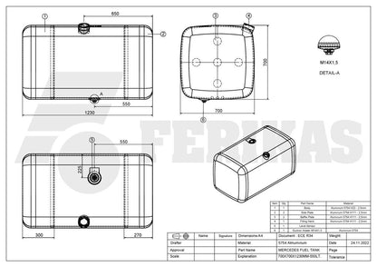 НОВЫЙ Mercedes Benz 550L топливный бак 700x700x1230