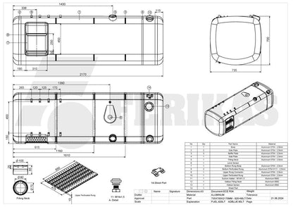 НОВЫЙ Mercedes Benz MP4 MP5 топливный бак 820L + 90L AdBlue 700x735x2170