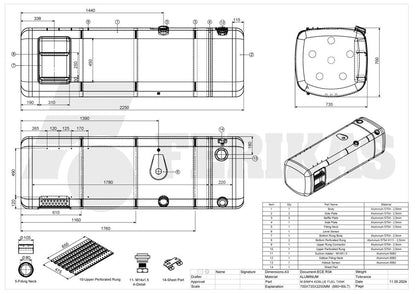 НОВЫЙ Топливный бак Mercedes Benz MP4 MP5 880L + 90L AdBlue 700x735x2250