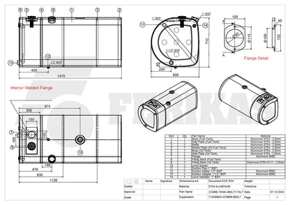 NEW combined Volvo / Renault 115L hydraulic / 485L fuel tank 710x690x1470