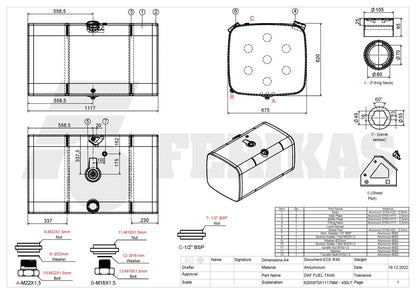 НОВЫЙ DAF 430L топливный бак 620x675x1117