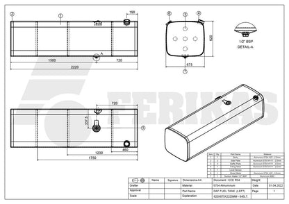 НОВЫЙ DAF 845L Топливный бак 620x675x2220