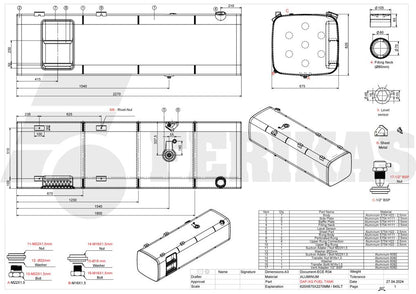 NEW DAF fuel tank 845L 620x675x2270 with steps