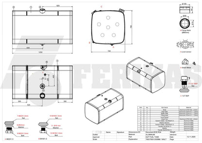 NEW DAF 545L fuel tank 700x700x1250
