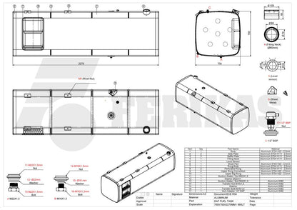 НОВЫЙ DAF 995L топливный бак 700x700x2270 с ступенями
