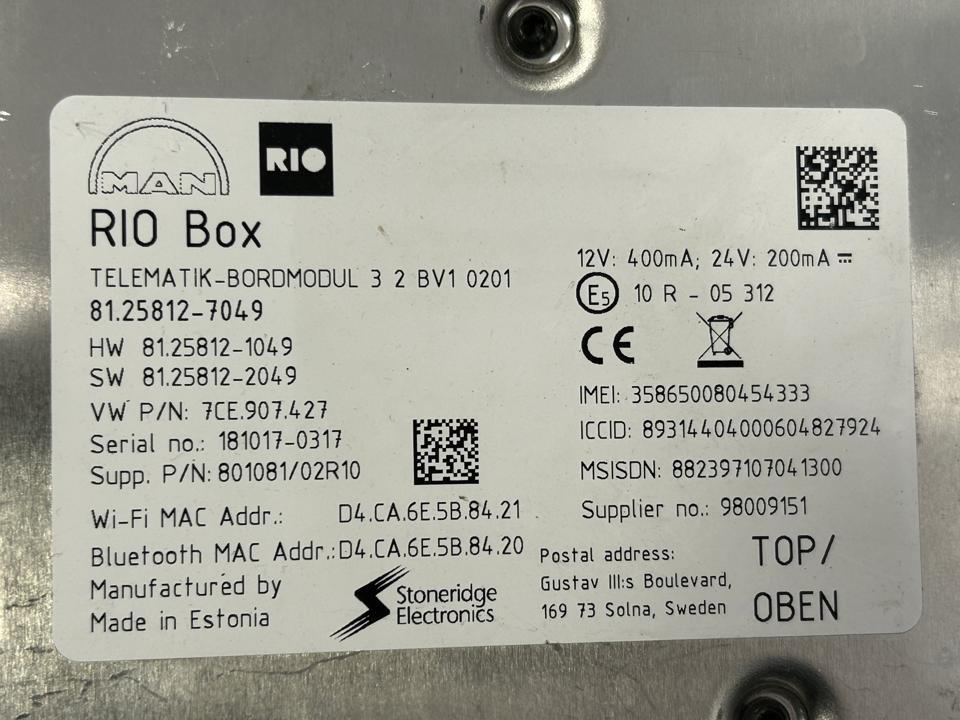 Блок управления 81276076002 RIO Box MAN Trucks TGX I 2018