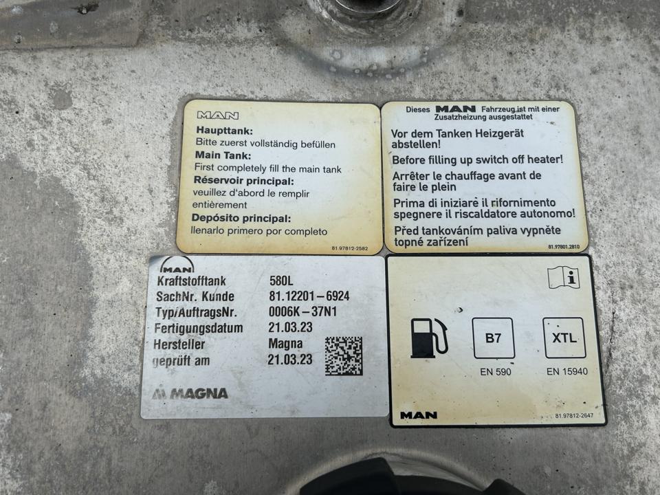 Топливный бак 81122016924 580L MAN Trucks TGX II 2021