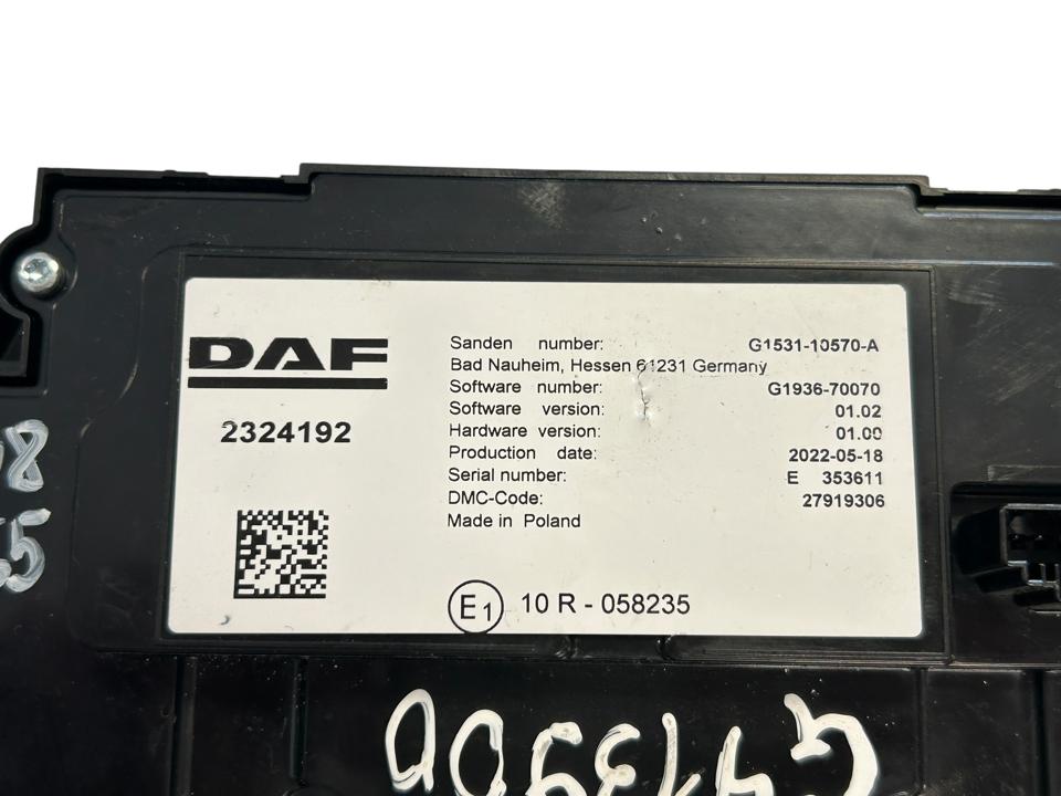 Cabin heater regulator 2324192 DAF XG 2022