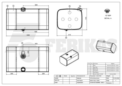 НОВЫЙ MAN 300L Топливный бак 515x615x1050