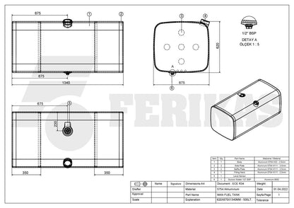 НОВЫЙ MAN 500L Топливный бак 620x675x1340