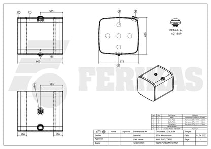 НОВЫЙ MAN топливный бак 300L 620x675x800