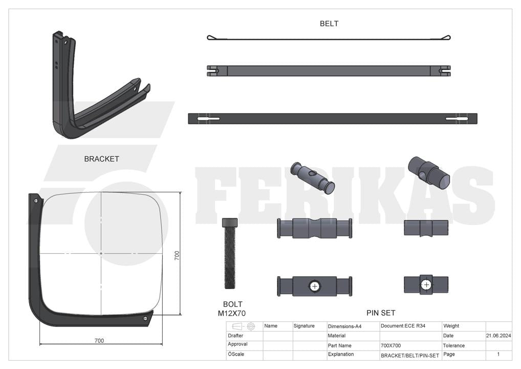 НОВЫЙ Mercedes Benz / MAN / DAF держатель топливного бака / кронштейн 700x700