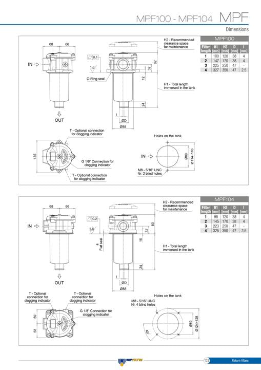 Hydraulic filter MPF1003AG10P25NBP01 G 1-1/4" (5/4")