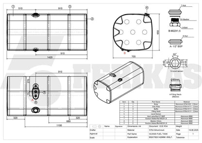 НОВЫЙ Scania 550L топливный бак 650x700x1420 с креплением оптимизатора