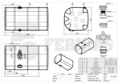 НОВЫЙ Scania 570L топливный бак 700x725x1300