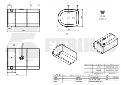 НОВЫЙ Volvo / Renault 315L топливный бак 560x675x1030