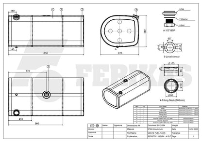 НОВЫЙ Volvo / Renault 415L топливный бак 560x675x1330