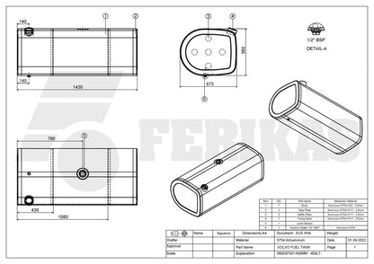 НОВЫЙ Volvo / Renault Топливный бак 450L 560x675x1430