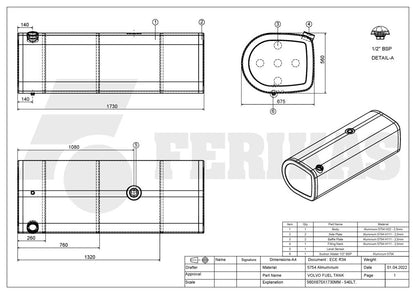 НОВЫЙ Volvo / Renault 540L топливный бак 560x675x1730