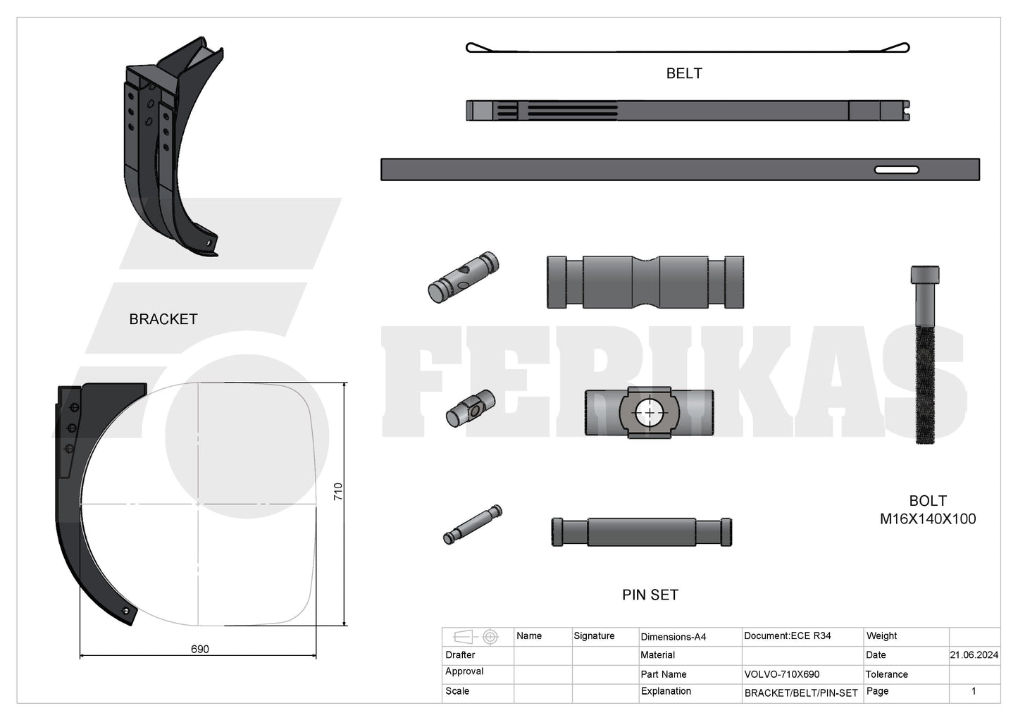Volvo / Renault kuro bako laikiklis, kronšteinas 710x690
