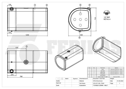 НОВЫЙ Volvo / Renault Топливный бак 490L 710x690x1230