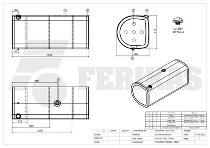 НОВЫЙ Топливный бак Volvo / Renault 650L 710x690x1630
