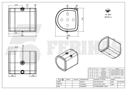 НОВЫЙ Volvo / Renault 325L топливный бак 710x690x830