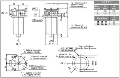 НОВЫЙ Гидравлический фильтр MPF1811AG1M60NBP01